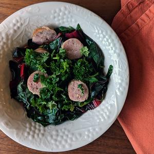 Photo of prepared Sausage and Greens