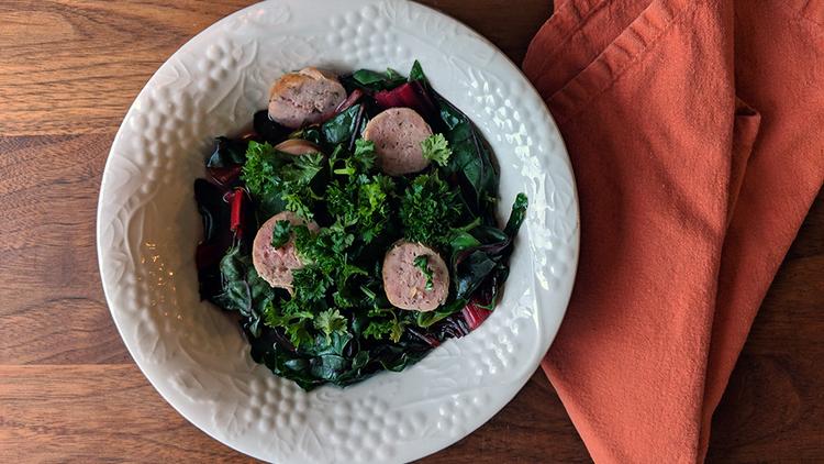 Photo of prepared Sausage and Greens