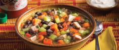 Photo of black bean soup with smoked turkey, in a bowl