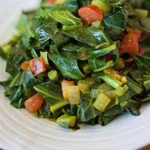 Photo of prepared Kenyan-Style Braised Greens with Tomatoes