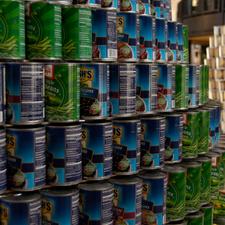 Photo of many canned goods on a shelf