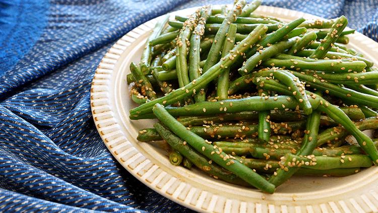 Photo of prepared GREEN BEANS WITH SESAME SAUCE
