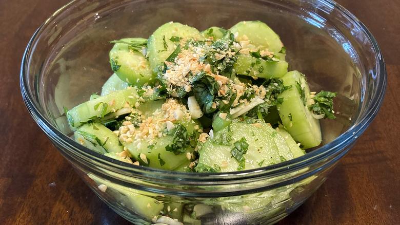 Photo of prepared cucumber salad