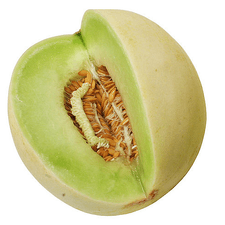 Photo of a melon with one quarter removed