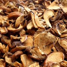 Photo of cut, dried mushrooms