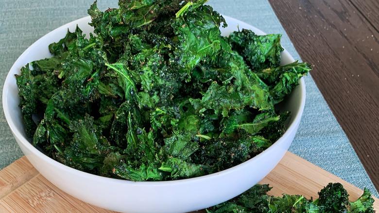 Photo of kale chips in a bowl