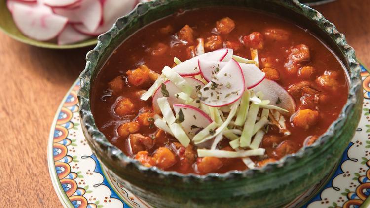 Photo of pozole in a bowl