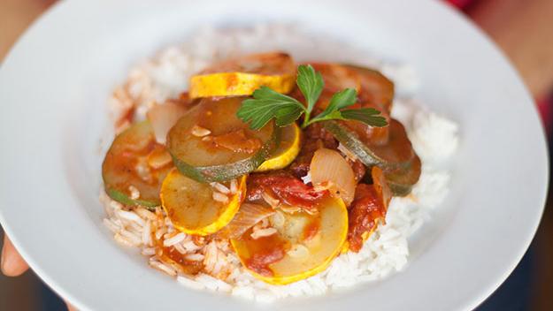 Photo of prepared Zucchini with Tomatoes Tapsi