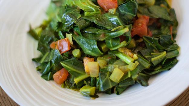Photo of prepared Kenyan-Style Braised Greens with Tomatoes