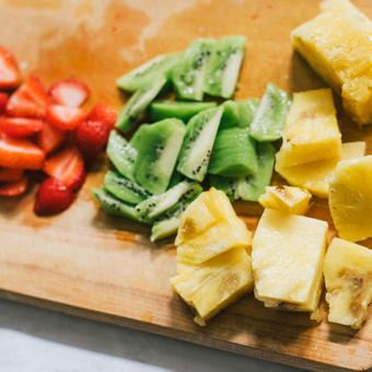 Strawberries, Kiwis and Pineapple chopped