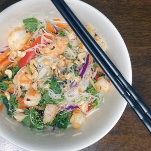 Photo of prepared rainbow noodle salad